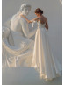 Spaghetti Straps Beaded Ivory Satin Slit Fashion Wedding Dress